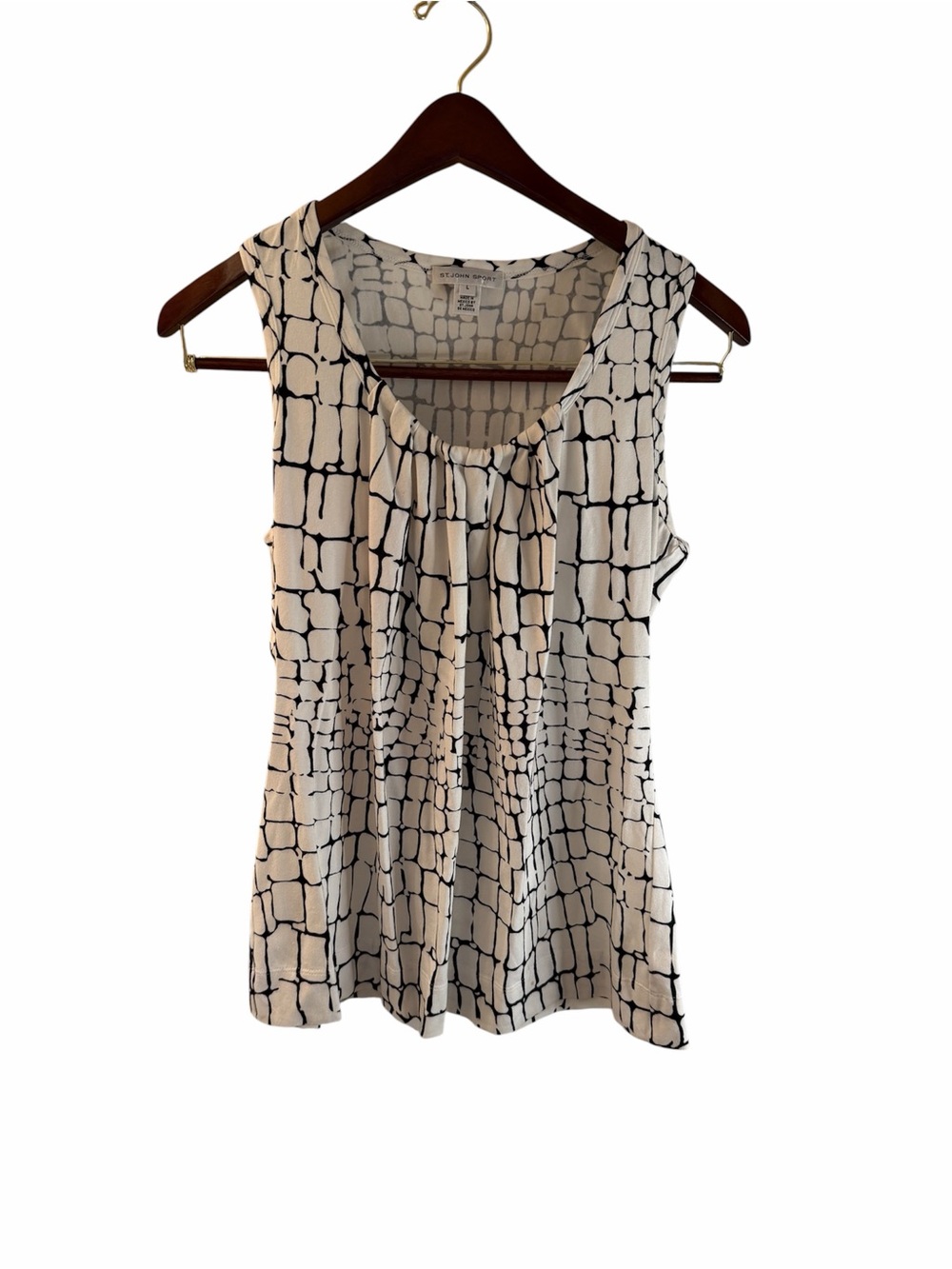 St. John Vintage Black and White Grid-Print Sleeveless Camisole